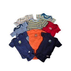 Newborn Baby Boys 8pc Short Sleeve Bodysuit Lot Carter’s Gerber Faded Glory